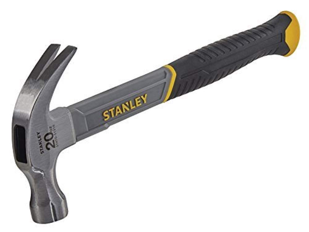 STANLEY 20oz. Curved Claw Fibreglass Hammer, High-Carbon Steel, Vibration Dampening, Ergonomic Anti-Slip Grip, 570g, STHT0-51310