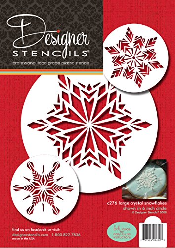 Designer Stencils C276 Large Crystal Snowflakes Cake Stencils, Beige/semi-transparent