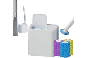 Snofrid Toilet Brush - Disposable Cleaning System with 24 Refills, Punch-Free Wall Mount, Anti-Slip Handle for Bathroom Use