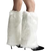 Abien Fluffy Leg Warmers White Fuzzy Fur Leg Warmers Fluffy Long Boot Covers Rave Christmas Party Costumes for Women