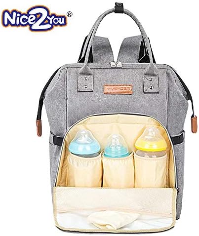 Nice2you Diaper Tote Bag Nappy Changing Backpack Multi Function Travel Backpack Organizer