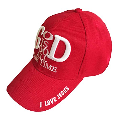 Aesthetinc Embroidery "God is so Good All The Time" Christian Baseball Cap (Red)