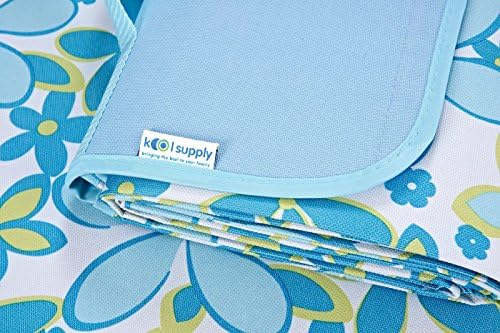 Koolsupply XL Sand &amp; Water Proof Beach Blanket. 78"x57" Water &amp; Stain Resistant Top &amp; Bottom, Easy to Fold &amp; Clean. Fit for Picnic, Outdoor, Camping (Blue Lily XL)