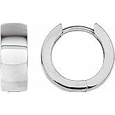 Solid 14k White Gold 14mm Hinged Hoop Huggie Earrings (14mm x 5mm)