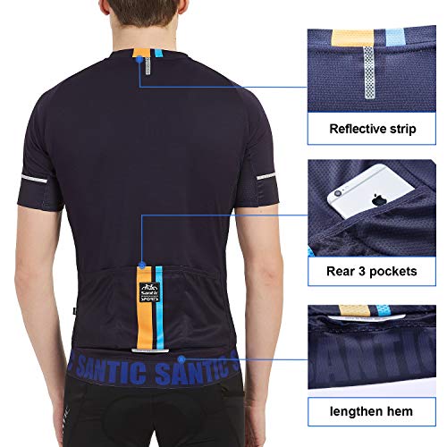 Santic Cycling Jerseys for Mens Cycling Jersey Short Sleeves Cycling Tops Bike Jersey Stretchable with Pockets - Image 8