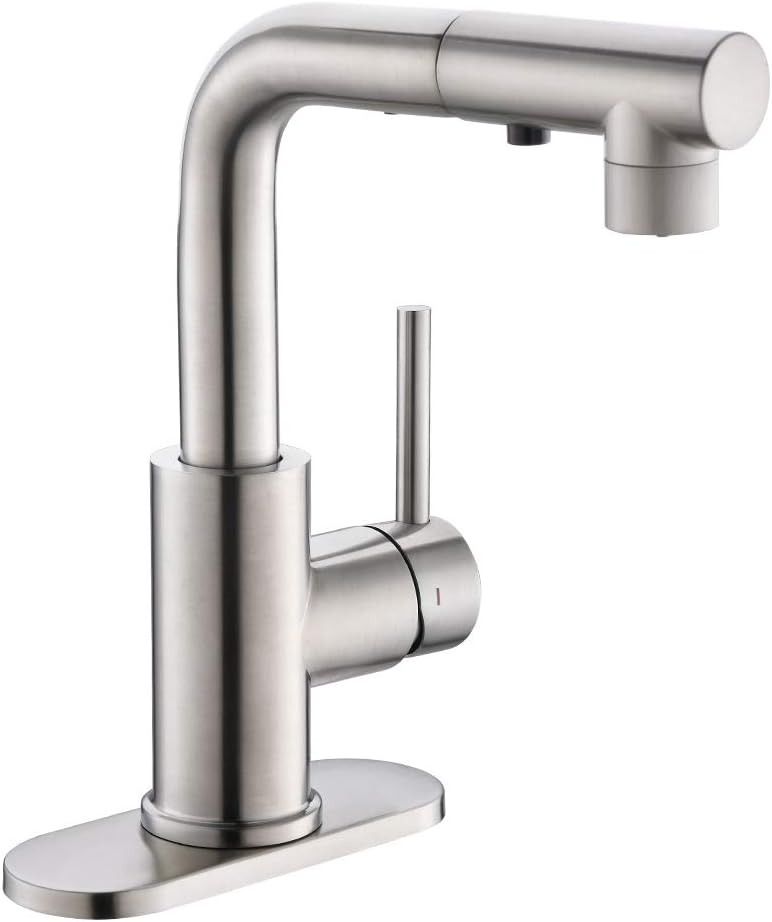 Bar & Prep Sink Faucet with Magnetic Docking Sprayer, Pull Out Bathroom Faucet in Brush Nickel, Wet & Mini Bar Faucet - - 