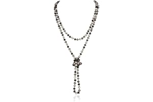 RIAH FASHION Hand Knotted Beads Endless Long Statement Necklace - Handmade Versatile Beaded Strand Lariat Multi Layer Infinity Wrap 60" Sparkly Faceted Crystal Rondelle