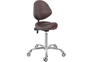 Nazalus Saddle Stool Chair with Back Support, Heavy-Duty(350LBS), Hydraulic Rolling Swivel Adjustable Stool Chair for Salon Spa Beauty Massage Dental Clinic Home Office Use