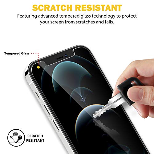 EGV Compatible avec iPhone 12 Pro 6.1 Pouce Verre Trempé,3 Pack Film Protection Écran et 3 Pack Caméra Arrière Protecteur-Noir