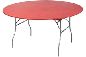 Kwik-Covers 72" Round Fitted Plastic Table Covers, Bundle of 5 (Red)