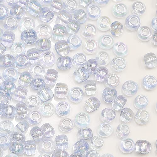 Tibaoffy Light Blue Transparent Colorful Beads Size 6/0 Crafts Glass Seed Beads 4mm for Jewelry Making (Total About 100g About 1200pcs)
