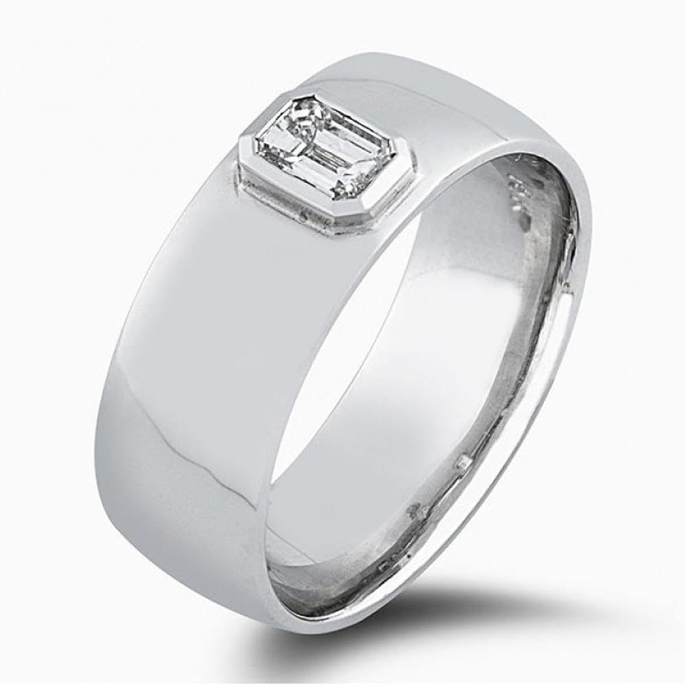 0.15 ct Men's Emerald Cut Diamond Wedding Band Ring in 14