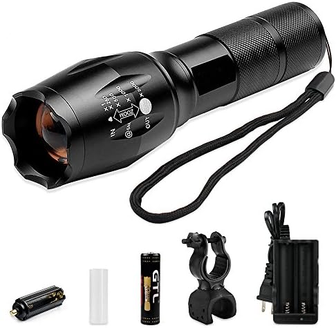Sunperlon LED Portable flshlight Zoomable Tactical Flashlight ,Rechargeable 18650 Battery and Charger Included ,Adjustable Focus,Super Bright 900 Lumens Torch For Hiking, Camping, Emergency