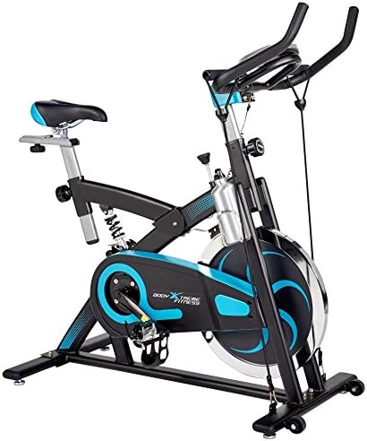 Body Xtreme Fitness Exercise Bike, Home Gym Equipment, Workout at Home, 40lb Flywheel, Resistance Bands, Drink Bottle