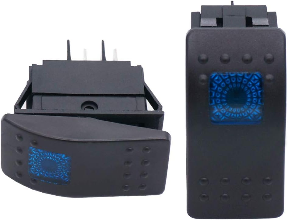 Twidec/2Pcs Boat Marine Lighted Rocker Switch 12V 20A 4Pin On/Off with Blue LED Car Offroad Push Button Toggle Switch RK1-06N-BU: Industrial & Scientific