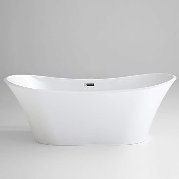 Moebella® Freistehende Badewanne Weiß Jena Modern Acrylbadewanne 180x80cm (Ohne Geruchsverschluss (Flachsiphon))