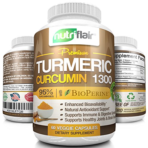 NutriFlair Turmeric Curcumin 1300 milligrams with BioPerine Black Pepper, 60 Capsules NutriFlair Turmeric Curcumin 1300 milligrams with BioPerine Black Pepper, 60 Capsules