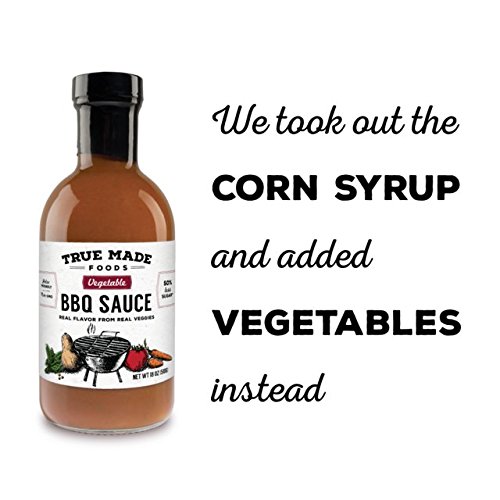 True Made Foods Vegetable BBQ Sauce, Paleo Friendly, Non-GMO, 50% Less Sugar, 18 oz Glass Bottle