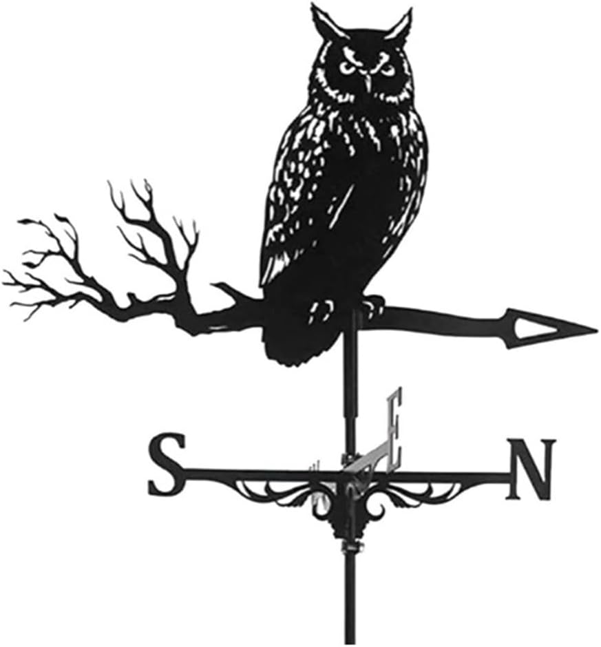 Weathervanes - Owl Metal Weather Vane 3D Animal Roof Weathervane Wind Direction Indicator for Garden Patio Roof Decor (Owl)