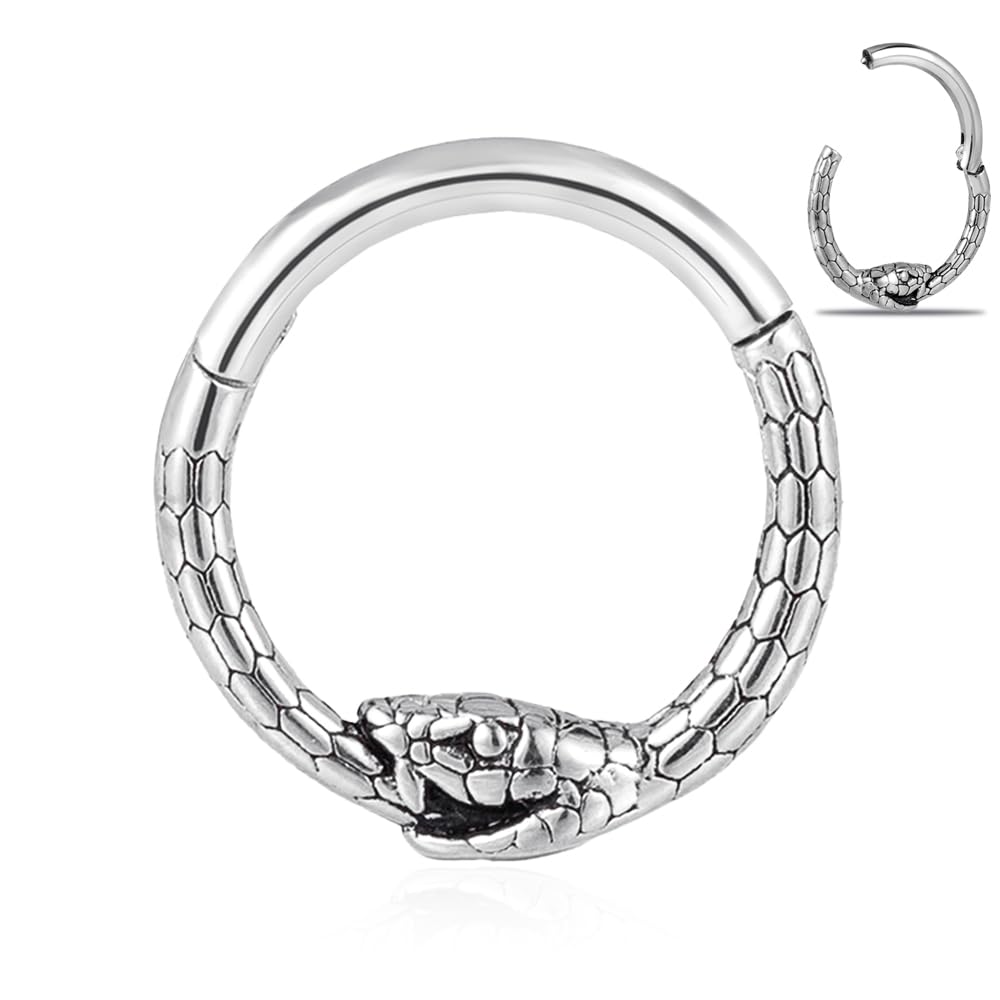 Photo 1 of DOEARKO 16G Septum Ring 8mm Fashion Nose Rings Cartilage Hoop Segment Septum Clickers 316L Stainless Steel Piercing Body Jewelry (222Silver-8MM)