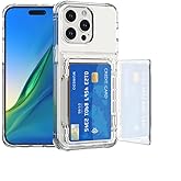 Wuwedo for iPhone 15 Pro Max Clear Wallet Case, Up to 4 Cards, Hybrid Protective Anti-Slip Case with Card Holder, TPU + PC, Anti-Yellowing, 6.7" 2023