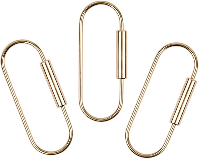 3 Pieces Durable Brass Screw Lock Clip Key Chain Ring, Simple Brass