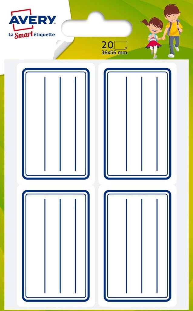 Avery Sachet of 20 School Labels - 36x56mm - Blue - (ECOL20)
