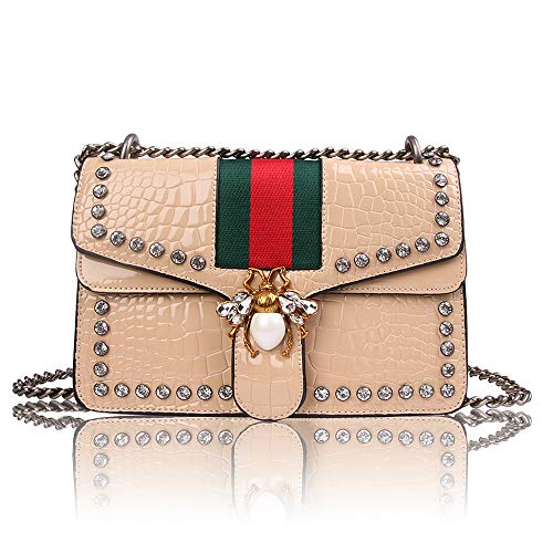 Beatfull Designer Shoulder Bag for Women, Fashion Bee Crossbody Bag Handbags with Chain (Khaki)