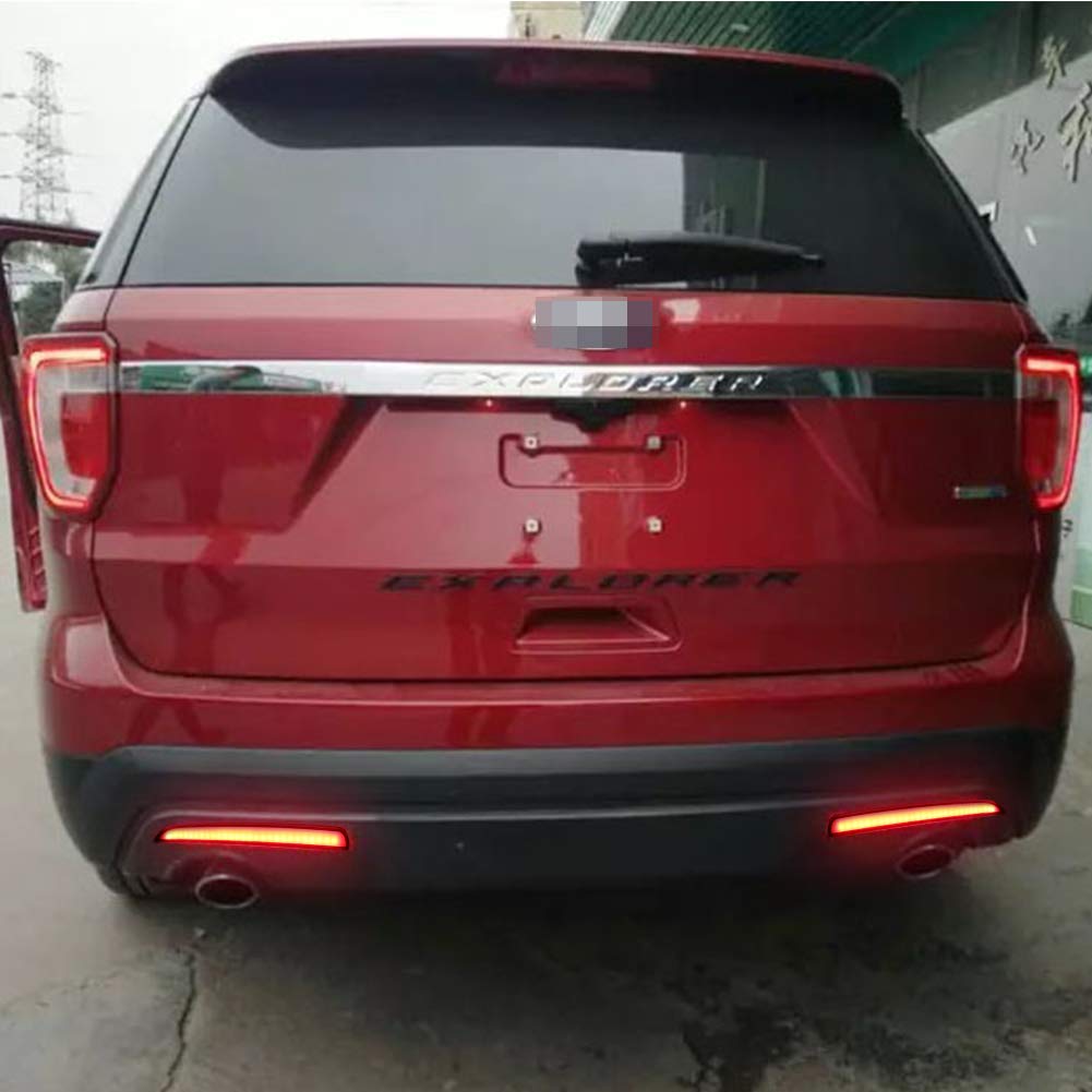 Miniclue Somked Lens Full Led Bumper Reflector Rear Fog Lights For 16 17 Ford Explorer Reflectors