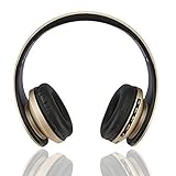 Fetta Wireless Foldable Over Ear Bluetooth Headphones with Mic Headsets with 3.5 MM Audio Cable for Running Sports Stereo Earphones for Bluetooth Enabled Devices (Gold)