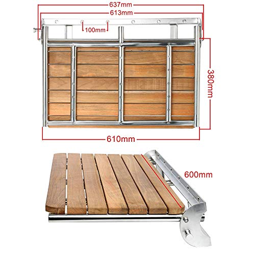 Yaemarine 24"x16" Teak Folding Shower Seat Wall Mounted Solid Wood