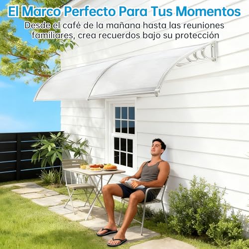 SEXYBIRDS Marquesina para Ventana Exterior, Marquesinas Exterior para Puertas y Ventanas, Tejadillo de Exterior 90 * 100cm, Toldo para Ventana, Toldo de Lluvia para Ventana con Placa de Policarbonato