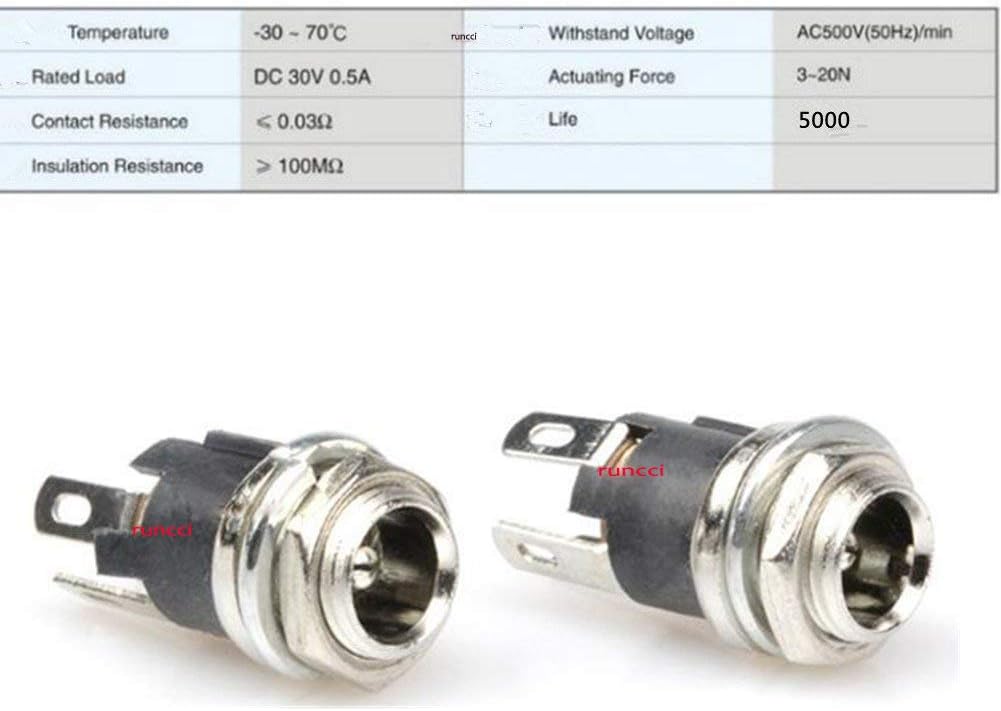 RUNCCI-YUN 5.5MM x 2.5MM, 5MM x 2.1MM 12 Pack Male DC Power Plug Solder Power Jack Adapter - Image 4