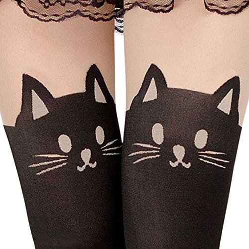 Sanwood Women's Cute Tattoo Hosiery Pantyhose Socks Stockings Tights (11 Cat Tail)