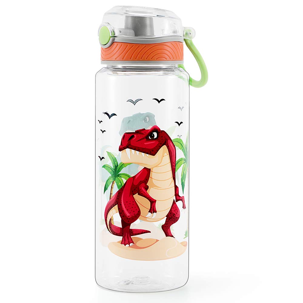Home Tune Cute Water Bottle, BPA FREE Tritan, Leak Proof, Easy Clean, Carry Handle, 680ml - Dinosaur
