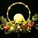 Doingart 2 Pack Solar Christmas Lights Outdoor Decoration, LED Ball Decorative Christmas Light with Faux Pine Cones, Foliage Accents Garden Decor Stakes