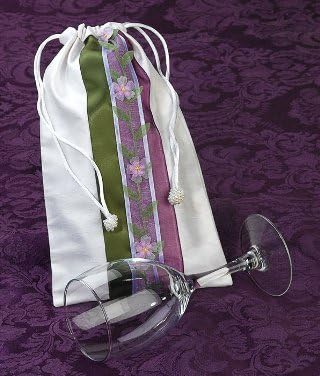 Judaica Ivory Silk Lav Floral Mazel Tov Bag for Groom Traditional Jewish Wedding Wine Glass Breaking Ceremony