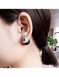 NOUMANDA - Pendientes de perlas de doble cara con diseño de flores