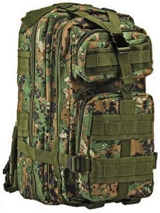 Tactic Shield Woodland Camo Waterproof Full Featured Assault Pack Backpack 3 Day Bug Out Bag Multi-functional Equipment Molle Modular Heavy Duty Back Pack (Woodland Camo)