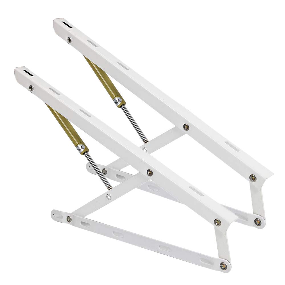 A Pair of 2FT Pneumatic Storage Bed Lift Mechanism Gas Spring Bed Storage Lift Kit Heavy Duty Bed Lift for for Box Bed Sofa Storage Space Saving DIY Project Lifter Lift Up Hardware, White