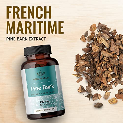 Herbamama Pine Bark Extract 100 Capsules French Maritime Pine Bark