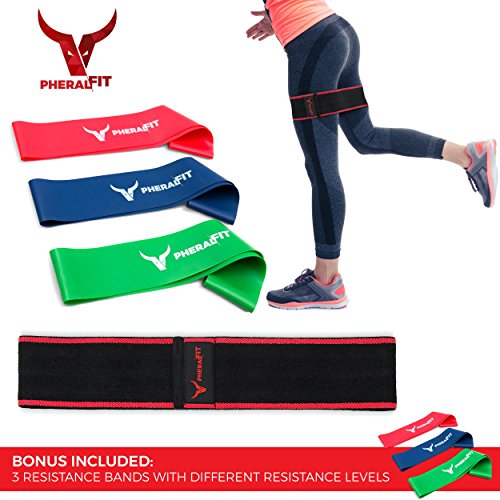 PHERAL FIT Hip Bands - Elastic Fabric Band - Booty & Glute Exercise Band + 3 Resistance Loops Included | Hip Thruster Loop for Legs - Hips - Thighs & Booty S/M - Thumbnail 2