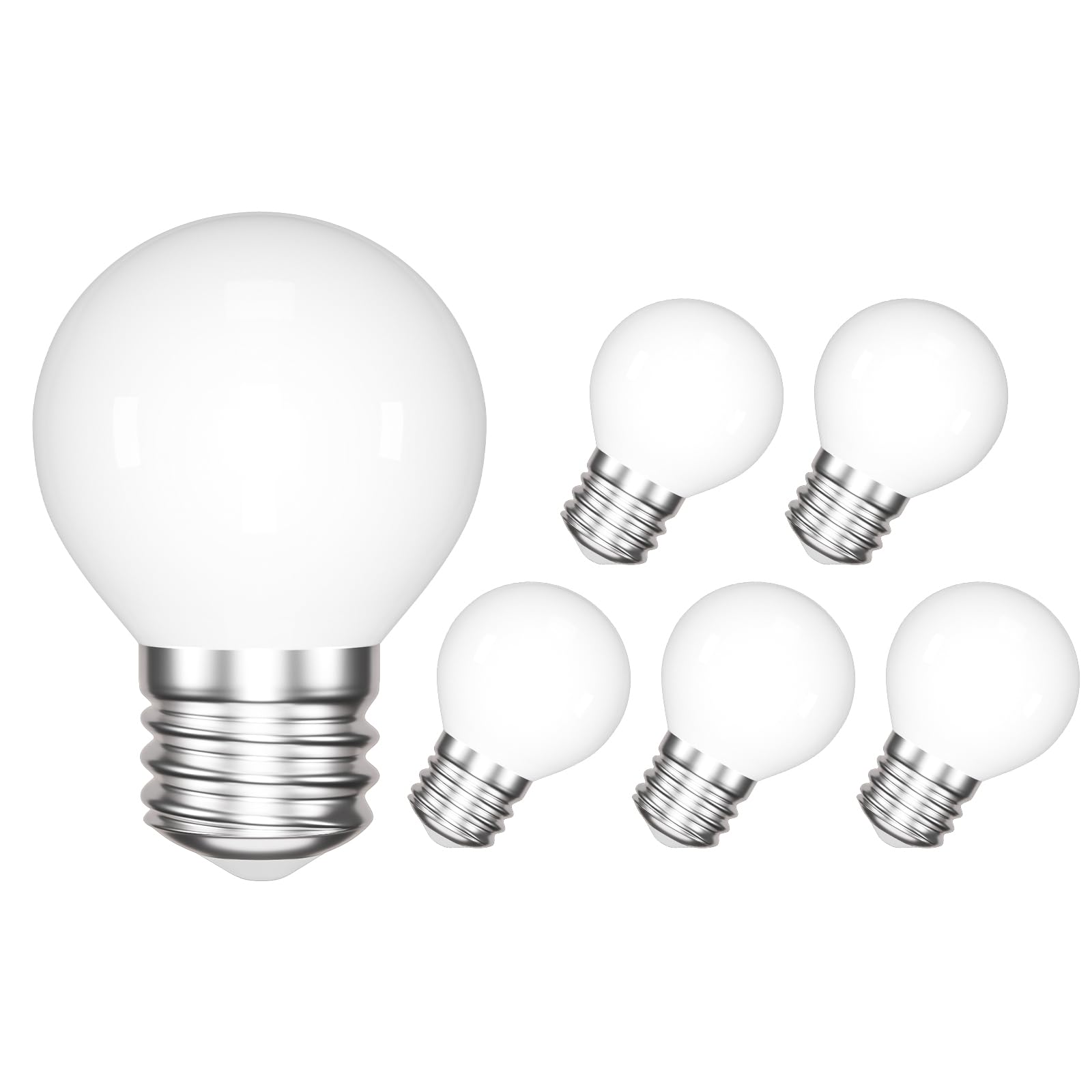 ENUOTEK E27 LED Light Bulb, 4W 540Lm Cold White 6000K, G45 LED E27 Edison Screw ES Filament Golf Ball Bulbs, 40W Equivalent Incandescent Lighting, Not Dimmable, Class D Energy Efficiency Pack of 6