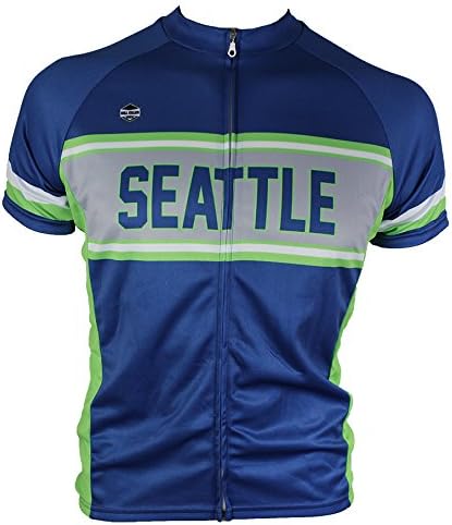 Hill Killer Seattle Retro-Style Cycling Jersey, Short Sleeve with 3 Rear Pockets- Moisture Wicking, Breathable, Quick Drying Biking Shirt