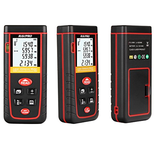 Laser Distance Meter, RISEPRO Digital Laser Rangefinder 80 Meters 262 feet Mini Handheld Area Volume Measure Diastimeter
