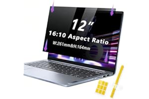 Vizbloc Laptop Privacy Screen 12 Inch 16:10 , Anti-Spy Privacy Filter with Anti-Glare Blue Light Protection, Removable Comput