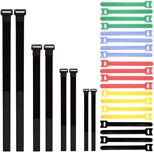 Cable Ties& Black Cinch Straps Set,Beyond Hope 28 pcs Reusable Colorful Cable Ties,Cord Fastening Wraps Straps,Adjustable Multi purpose Hook and Loop Fastening Straps for Home,Office 28 Pack.