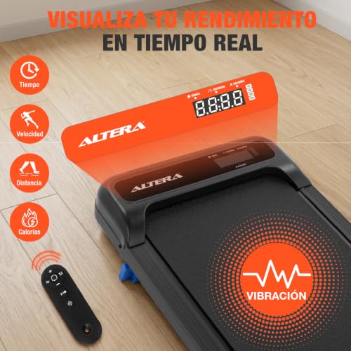 Altera Rambler - Caminadora Eléctrica Vibratoria Plegable Inclinacion | 120 kg, Motor 2.75 HP, 1-6 km/h, Vibración 4 Niveles, Inclinación Manual, Control Remoto, Compacta para Casa y Oficina