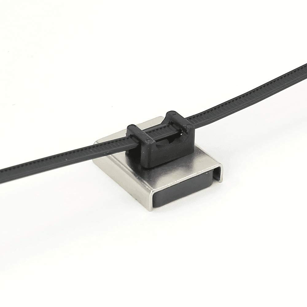 Stainless Steel Magnetic Cable Tie Mount for Cable Management at Home, Office, or Classroom - 26 x 23 x 6.3mm thick - 6.1kg Pull - Pack of 10 โ image 1