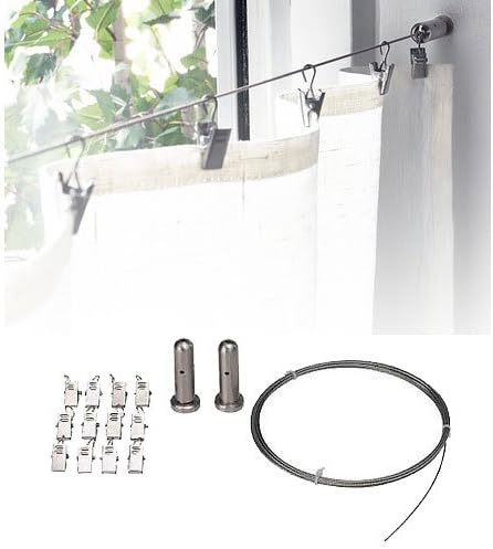 Curtain Wire Set Nickel Plated Steel 118 Wire 2 Wall Fixtures